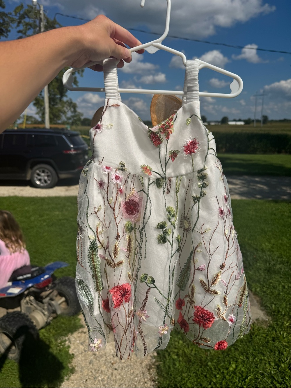 Azazie White Floral Embroidered Girls Dress